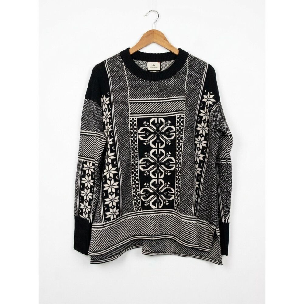 TUCKERNUCK 100% Wool Nordic Fair Isle Sweater - Après Ski Oversized Knit (XL)